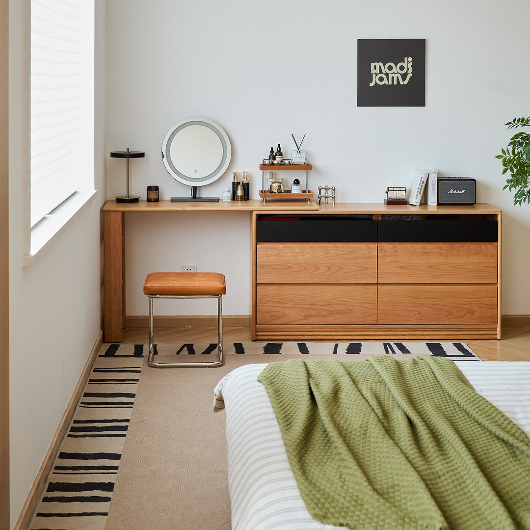 Scandinavian cherry wood dressing table shore with context.