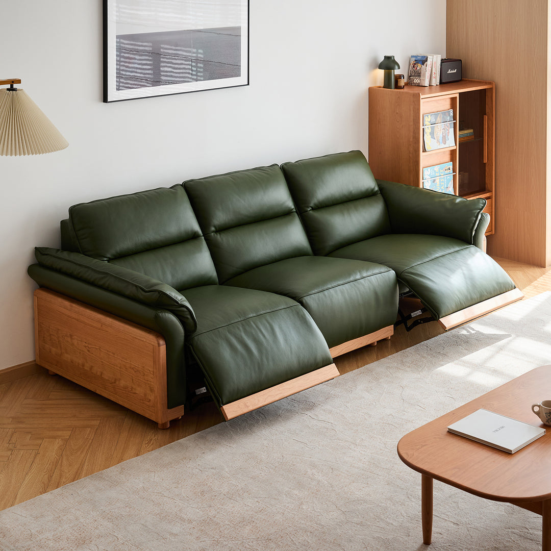 Scandinavian cherry wood genuine leather electric recliner 4 seater sofa edgeless size charts.