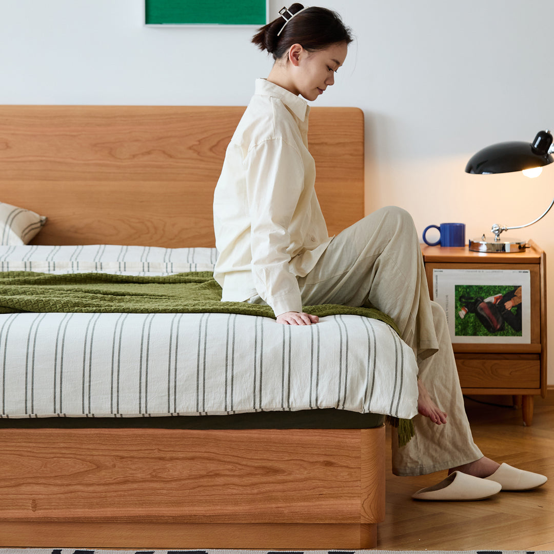 Scandinavian cherry wood lift-up storage bed square box size charts.