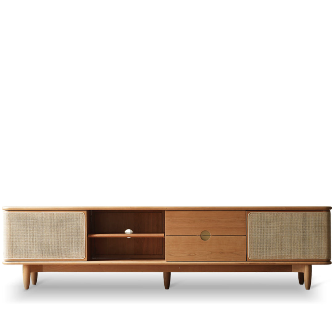 Scandinavian Cherry Wood Rattan TV Console RIVO