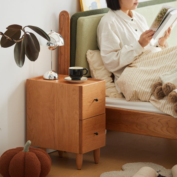 Scandinavian cherry wood side table cabo primary product view.