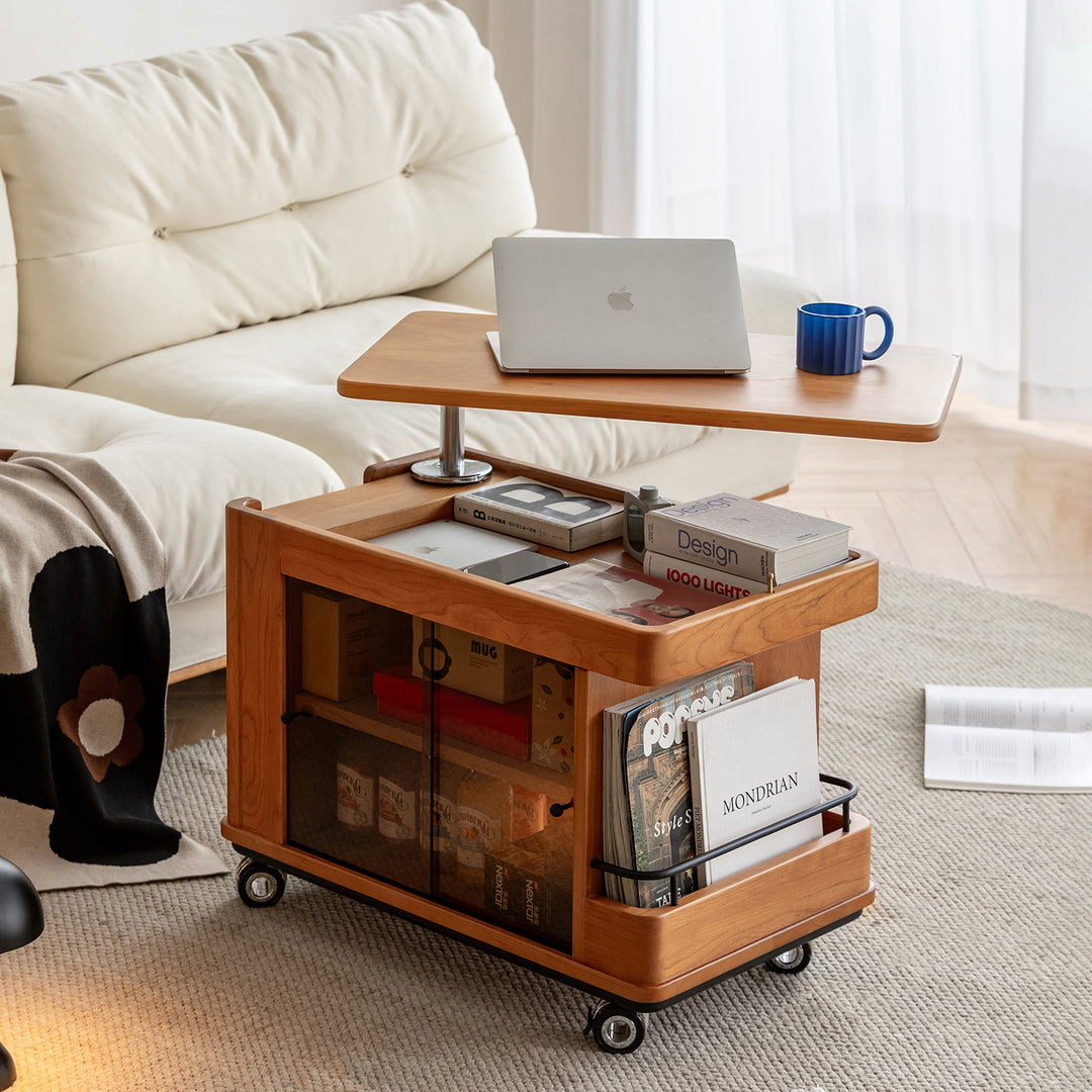 Scandinavian cherry wood wheeled trolley side table drift size charts.