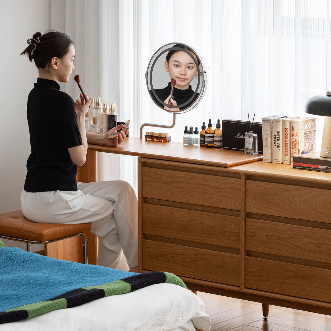 Scandinavian cherry wood dressing table vista material variants.