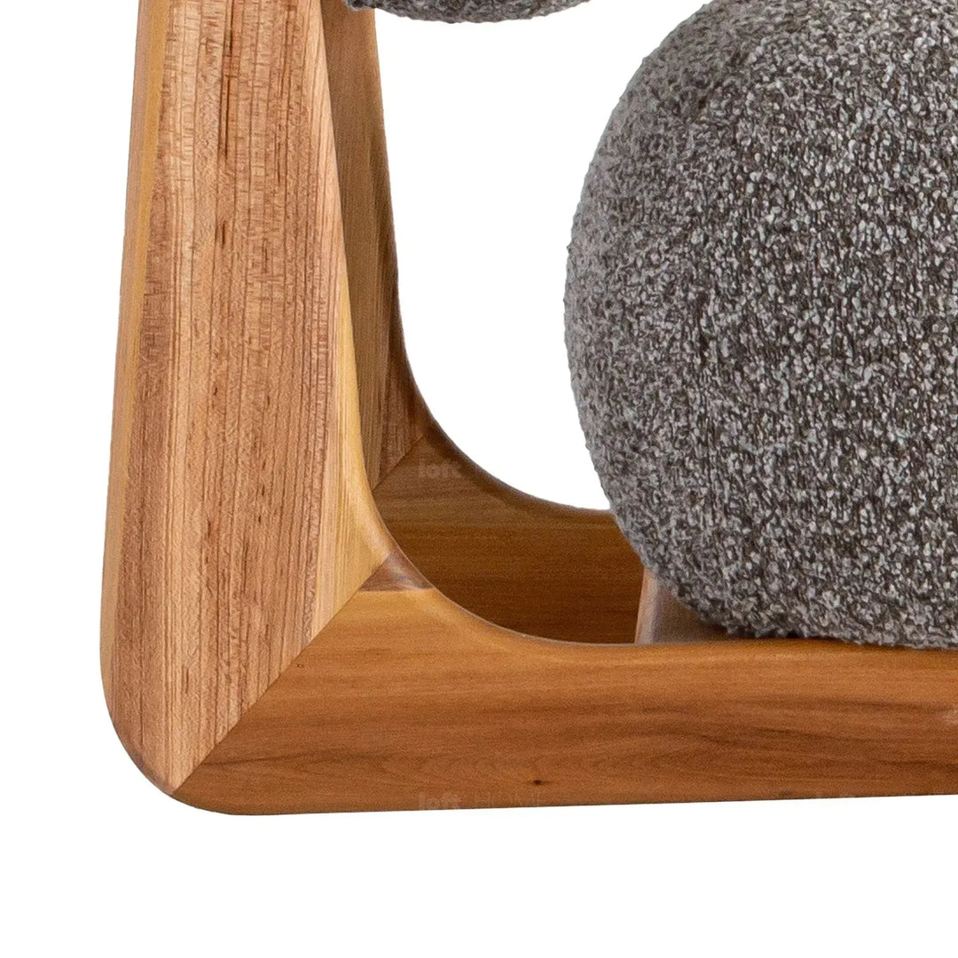 Cream elm wood 1 seater sofa vista in details.