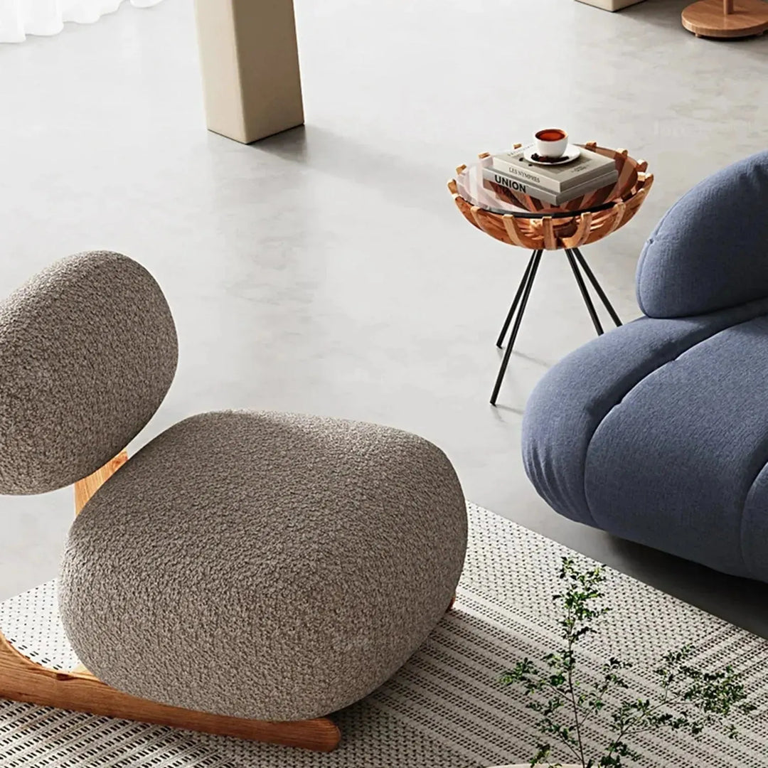 Cream elm wood 1 seater sofa vista detail 2.