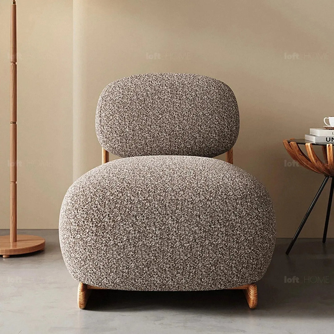 Cream elm wood 1 seater sofa vista in panoramic view.