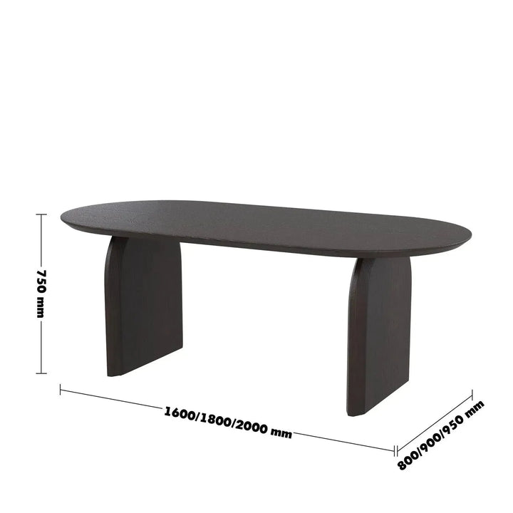 Japandi elm wood dining table zephyr size charts.