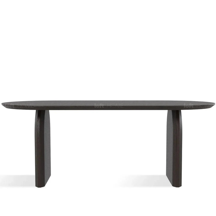 Japandi elm wood dining table zephyr in still life.