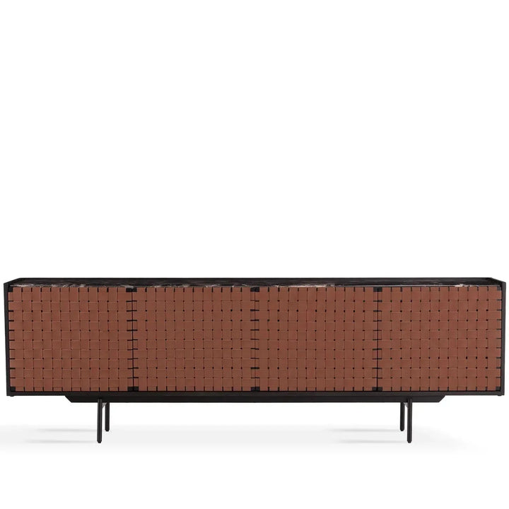 Japandi elm wood storage cabinet paragon in white background.