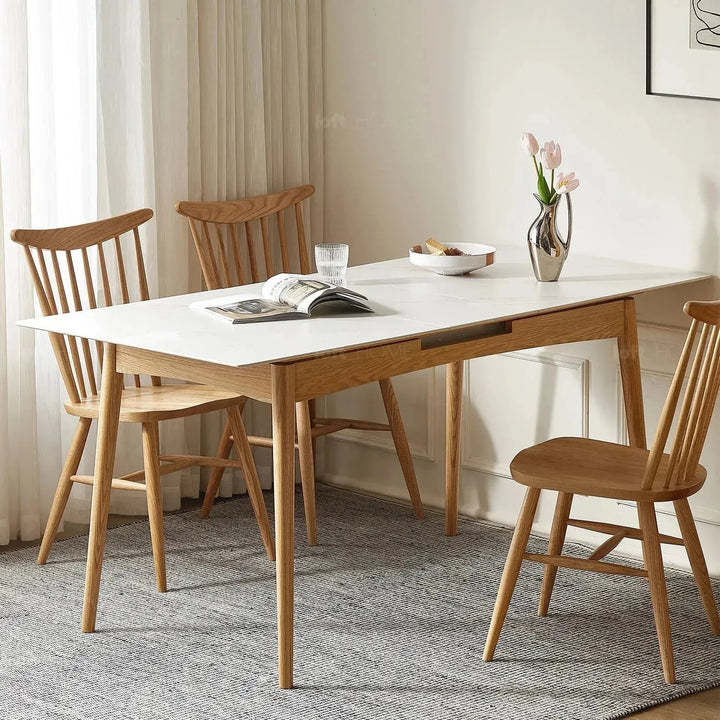 Scandinavian extendable sintered stone dining table graceful charm detail 1.