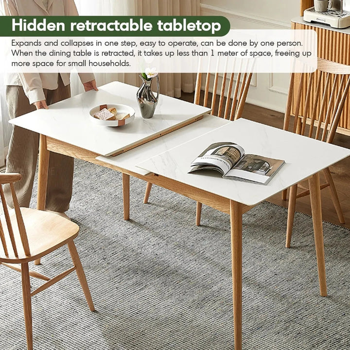 Scandinavian extendable sintered stone dining table graceful charm material variants.