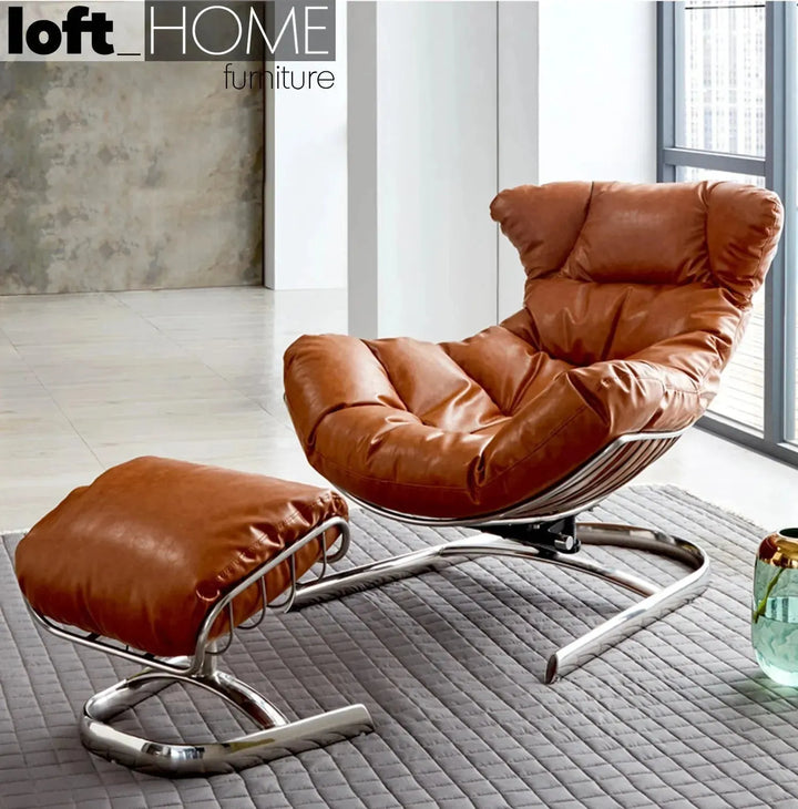 Industrial fabric 1 seater sofa with ottoman venus primary product view.