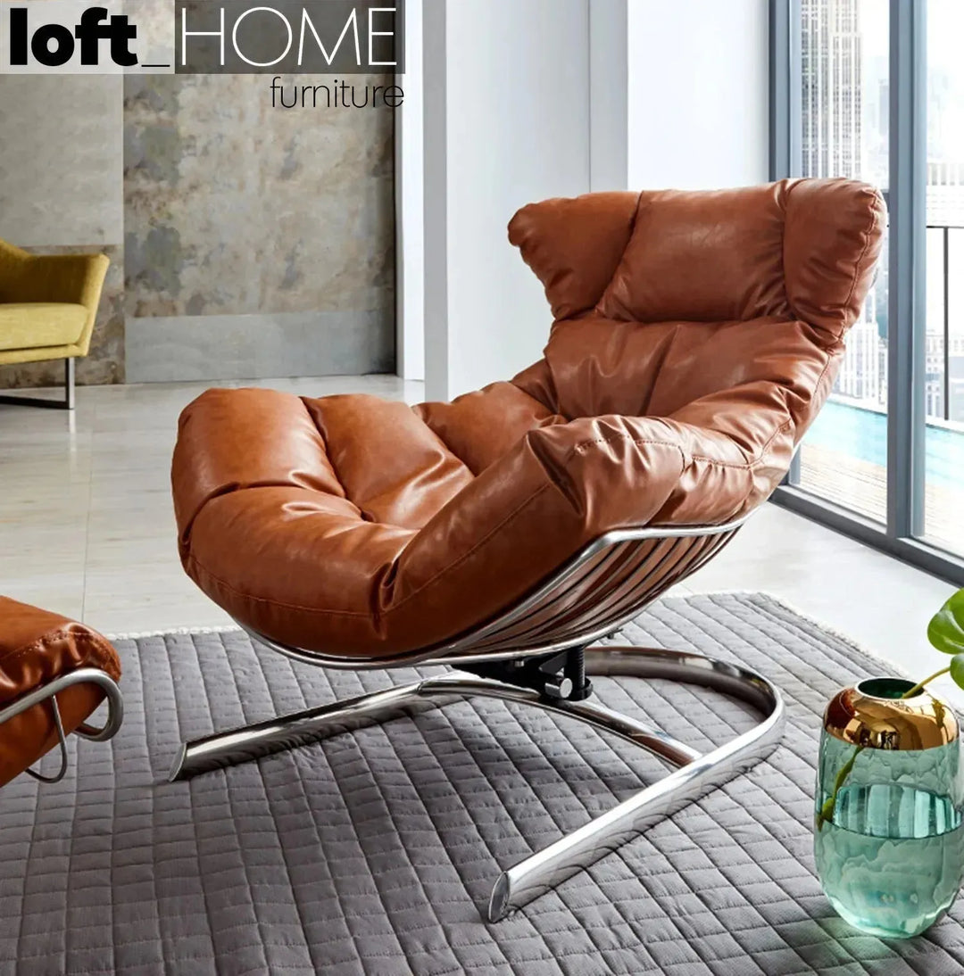 Industrial fabric 1 seater sofa with ottoman venus in close up details.