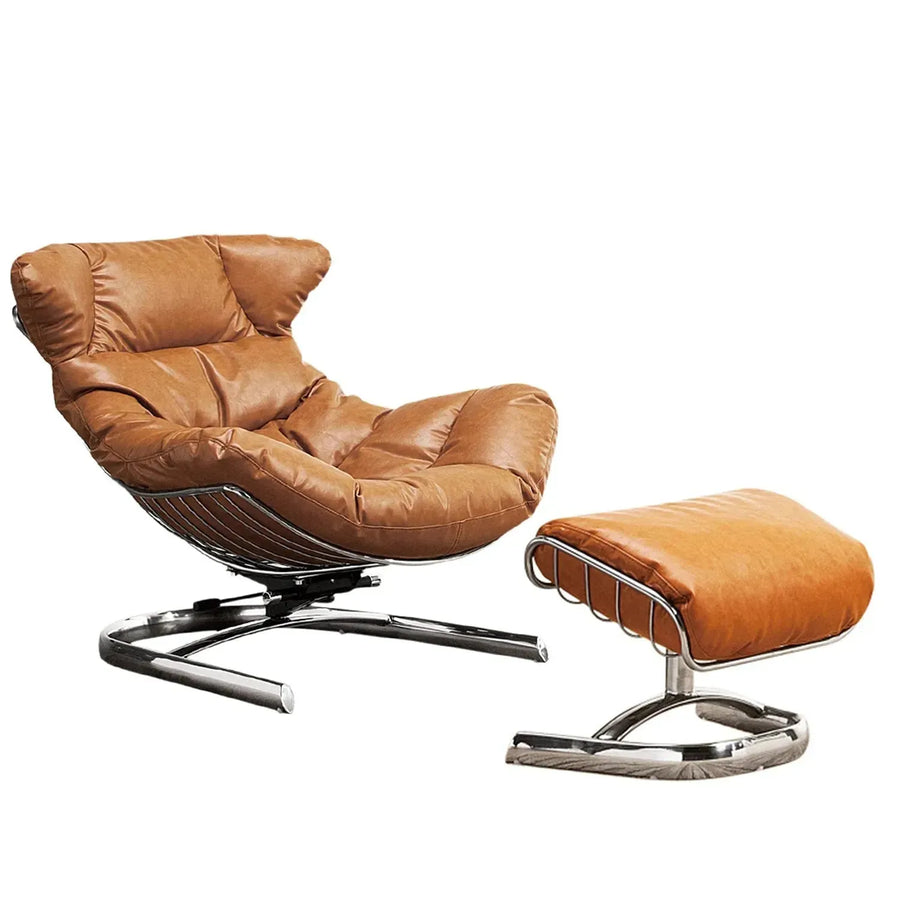 Industrial fabric 1 seater sofa with ottoman venus in white background.