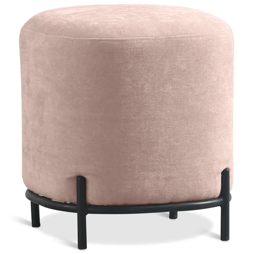 Modern fabric ottoman lucia s in white background.