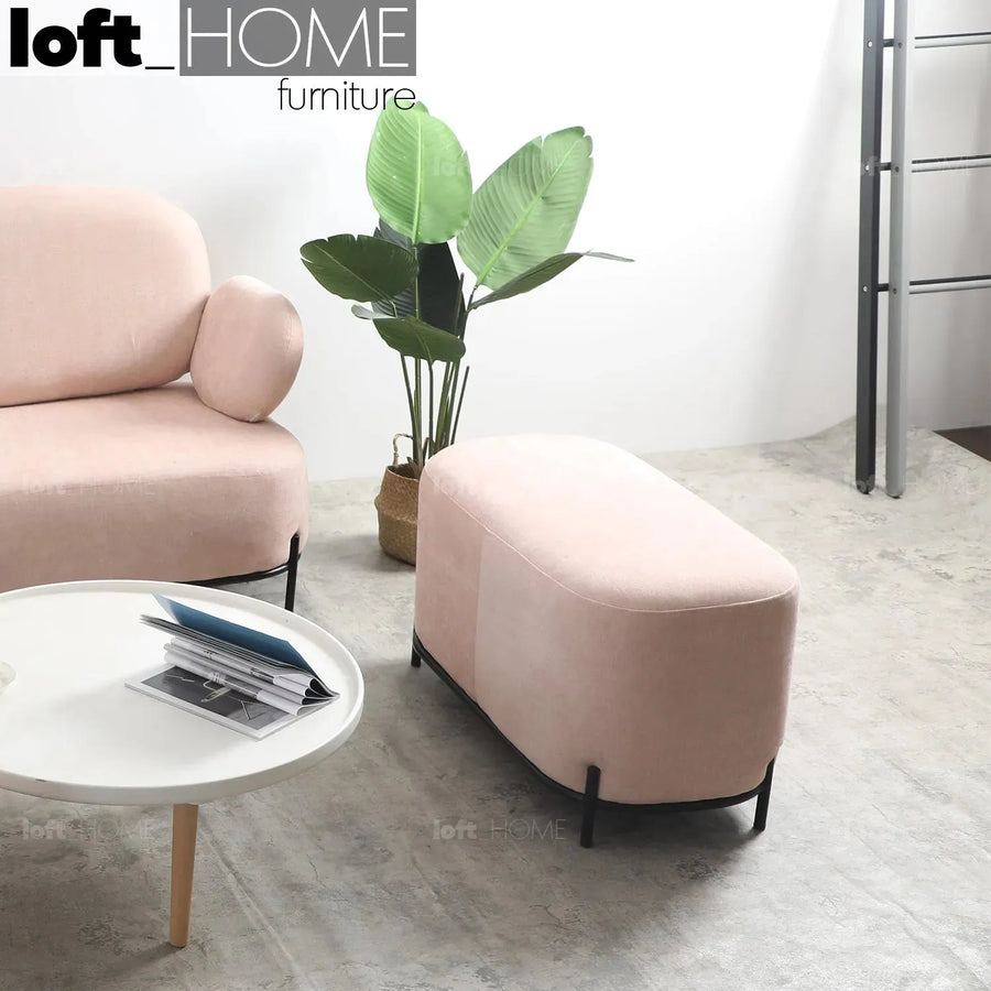 Modern fabric ottoman lucia primary product view.