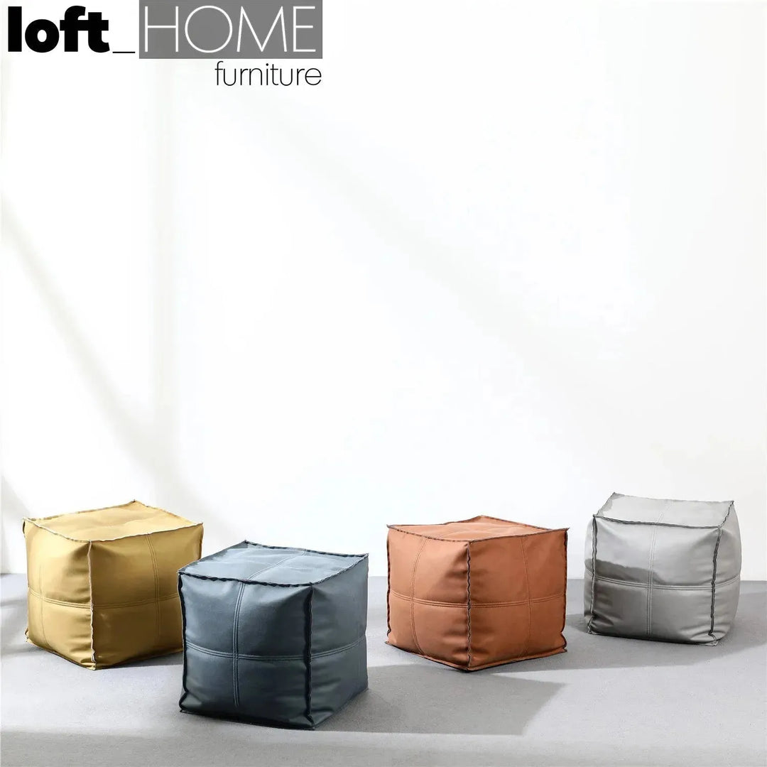 Modern fabric ottoman surya in details.