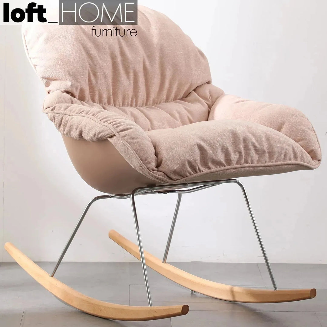 Scandinavian fabric rocking 1 seater sofa kai in close up details.