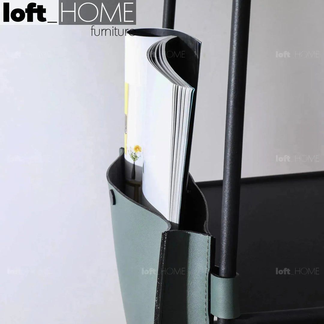 Industrial glass top side table vena in still life.