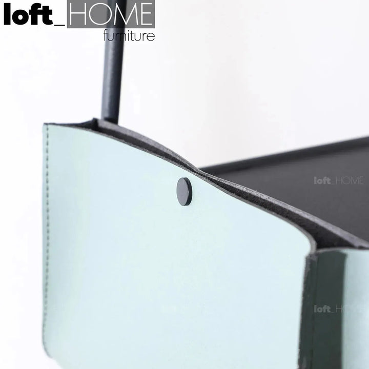 Industrial glass top side table vena in panoramic view.