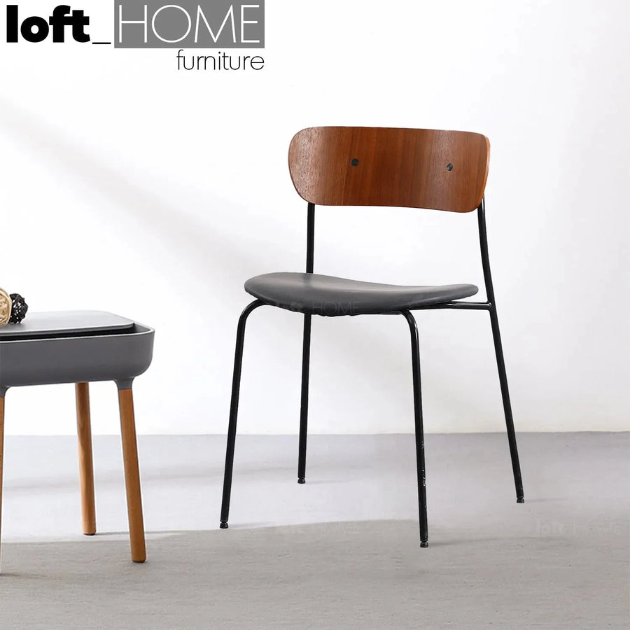 Industrial leather dining chair pavilion av1 primary product view.