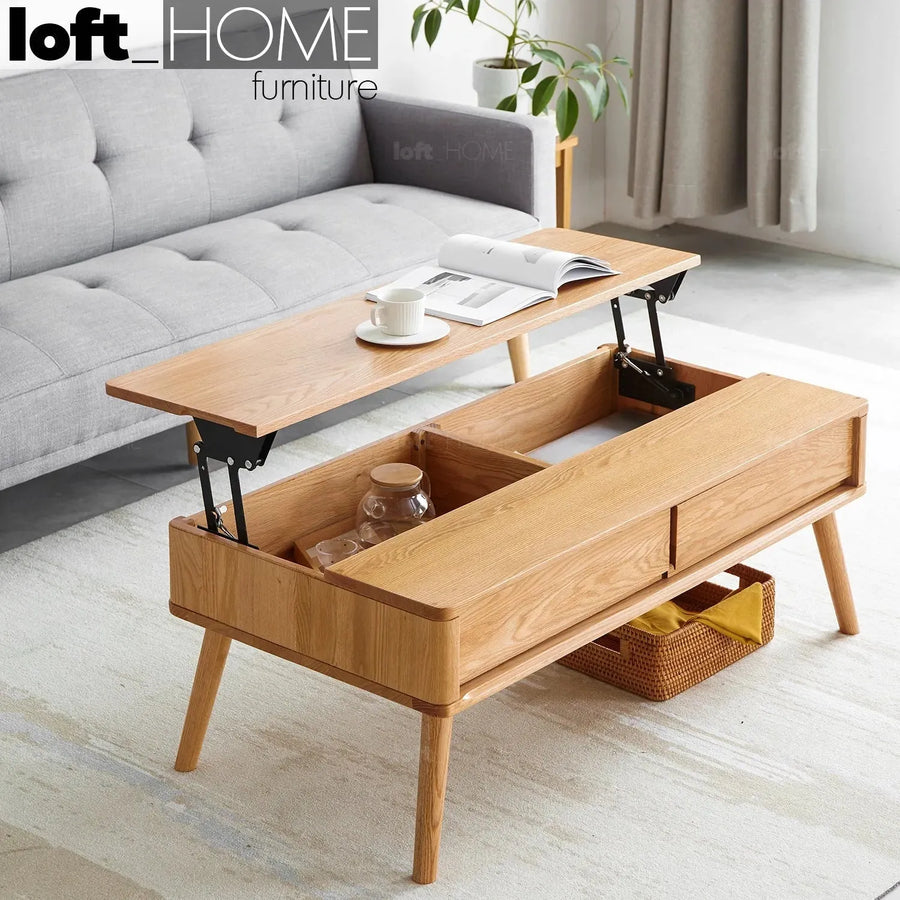 Scandinavian oak wood coffee table rosetta primary product view.