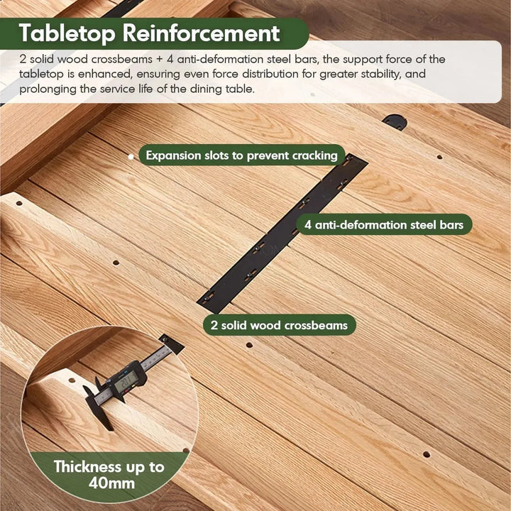 Scandinavian oak wood dining table kumo in details.