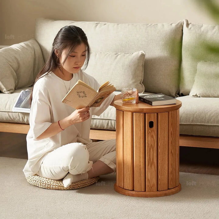 Scandinavian oak wood stackable stool harvest situational feels.