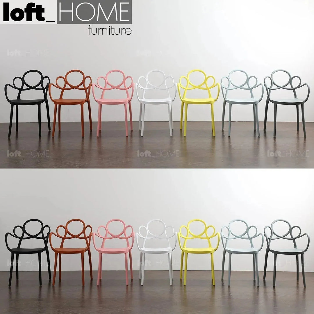Contemporary plastic armrest dining chair mina primary product view.