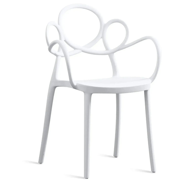 Contemporary plastic armrest dining chair mina layered structure.