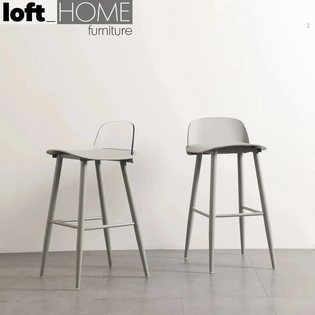 Contemporary plastic bar chair normann pc grey in still life.