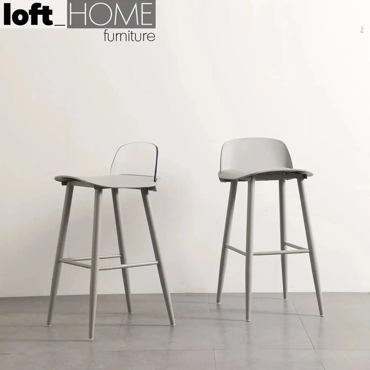 Contemporary plastic bar chair normann pc grey in still life.