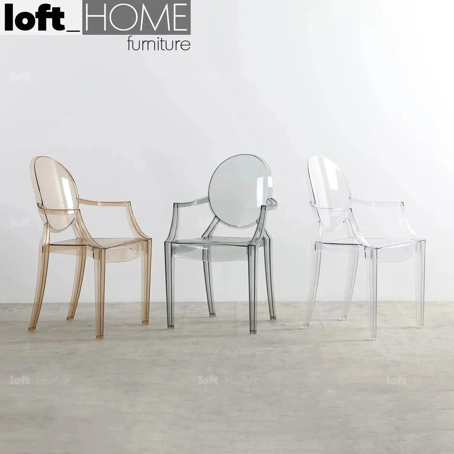 Contemporary plastic dining chair ghost lou primary product view.