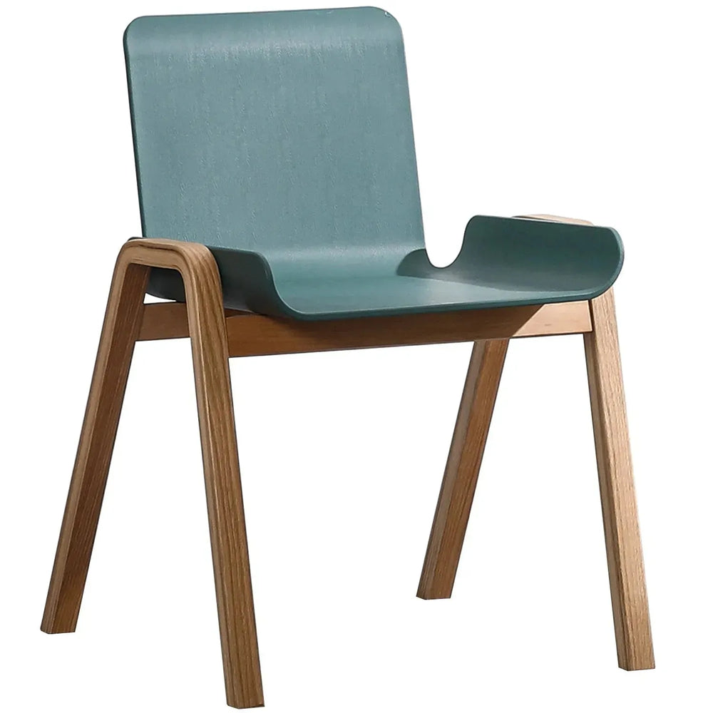 Contemporary plastic dining chair larch in white background.