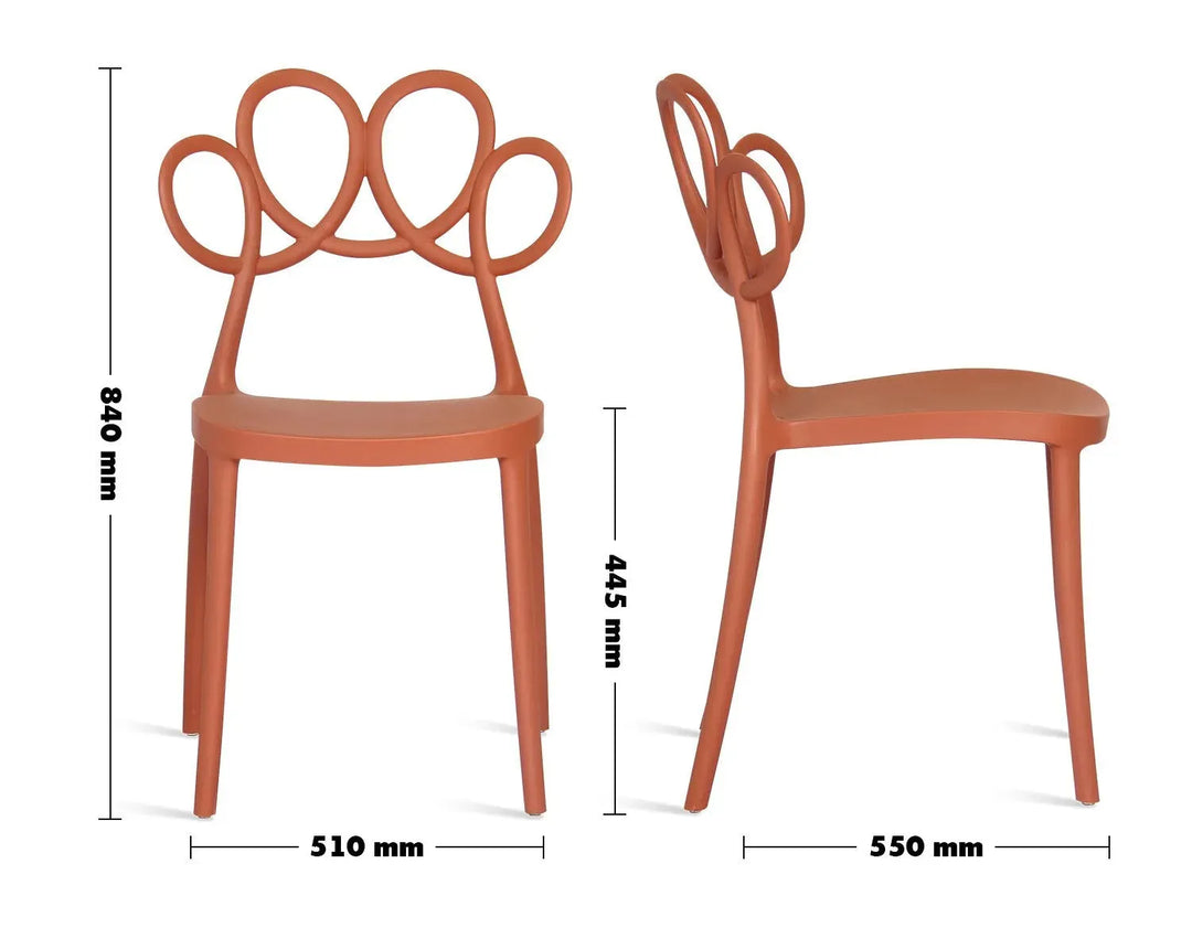 Contemporary plastic dining chair mila size charts.