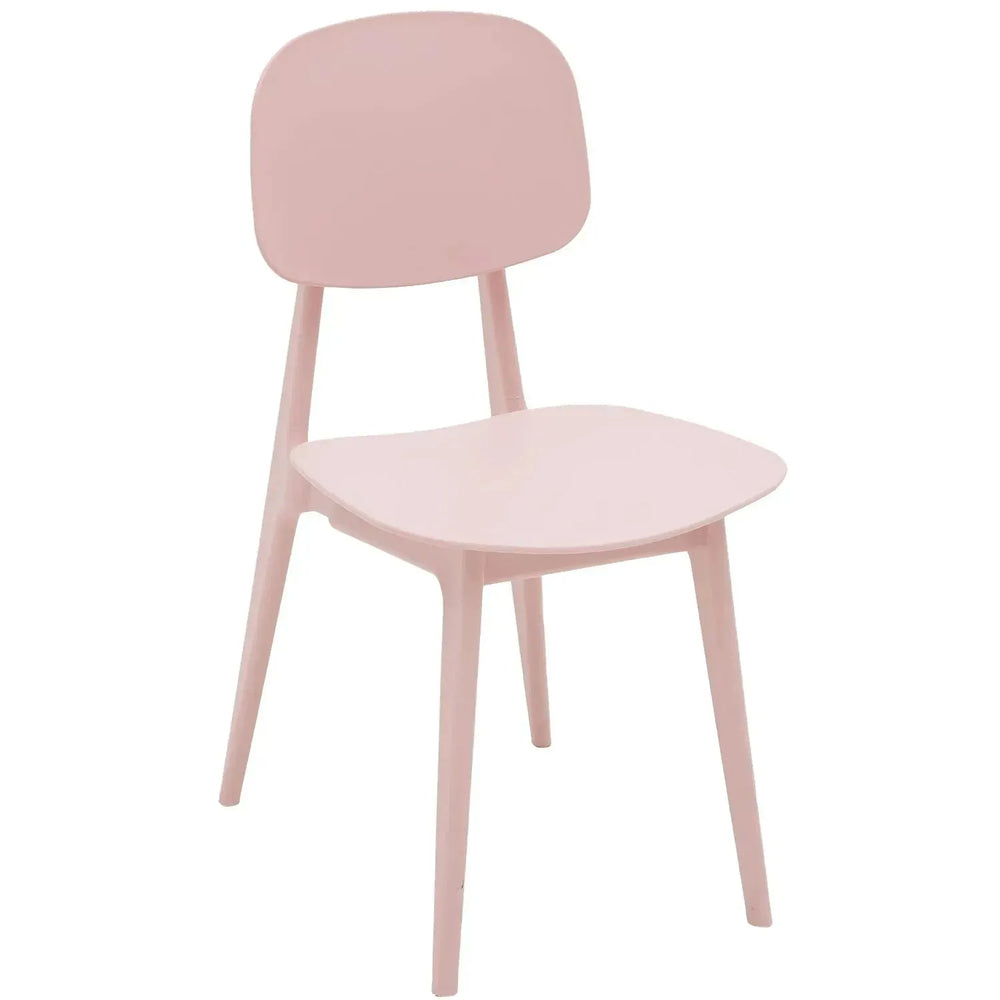 Contemporary plastic dining chair olga in white background.