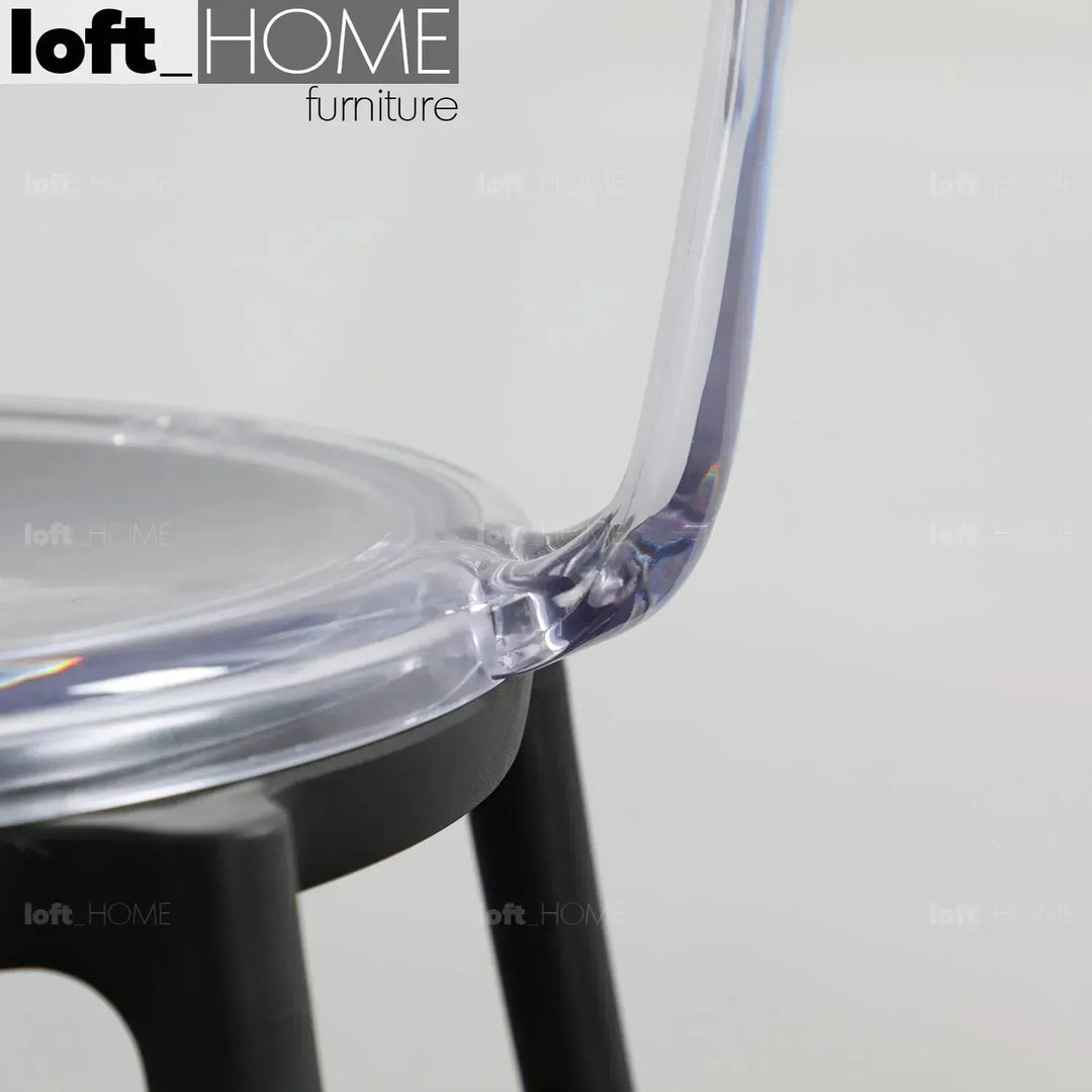 Contemporary plastic dining chair renzo in close up details.