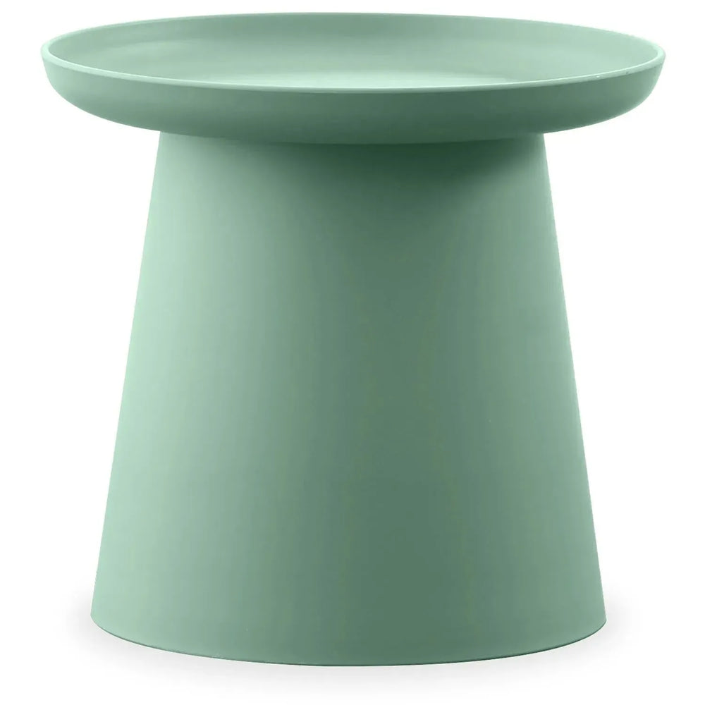 Contemporary plastic side table macaron in white background.