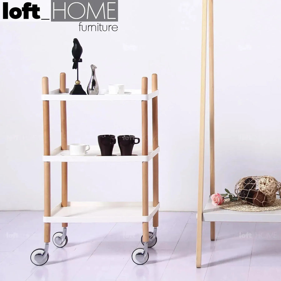 Modern plastic wheeled trolley side table danish 3 primary product view.