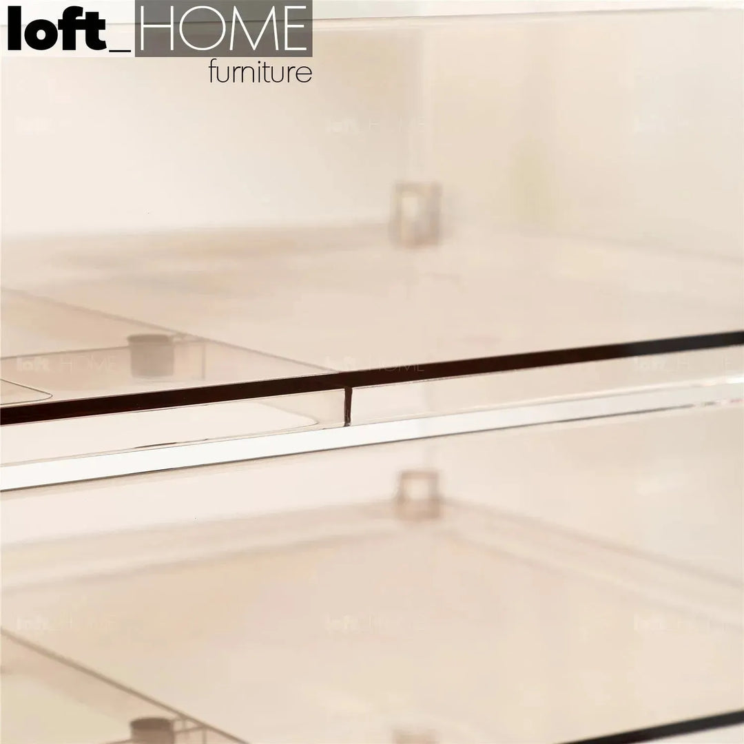 Contemporary plastic wheeled trolley side table rolly clear material variants.