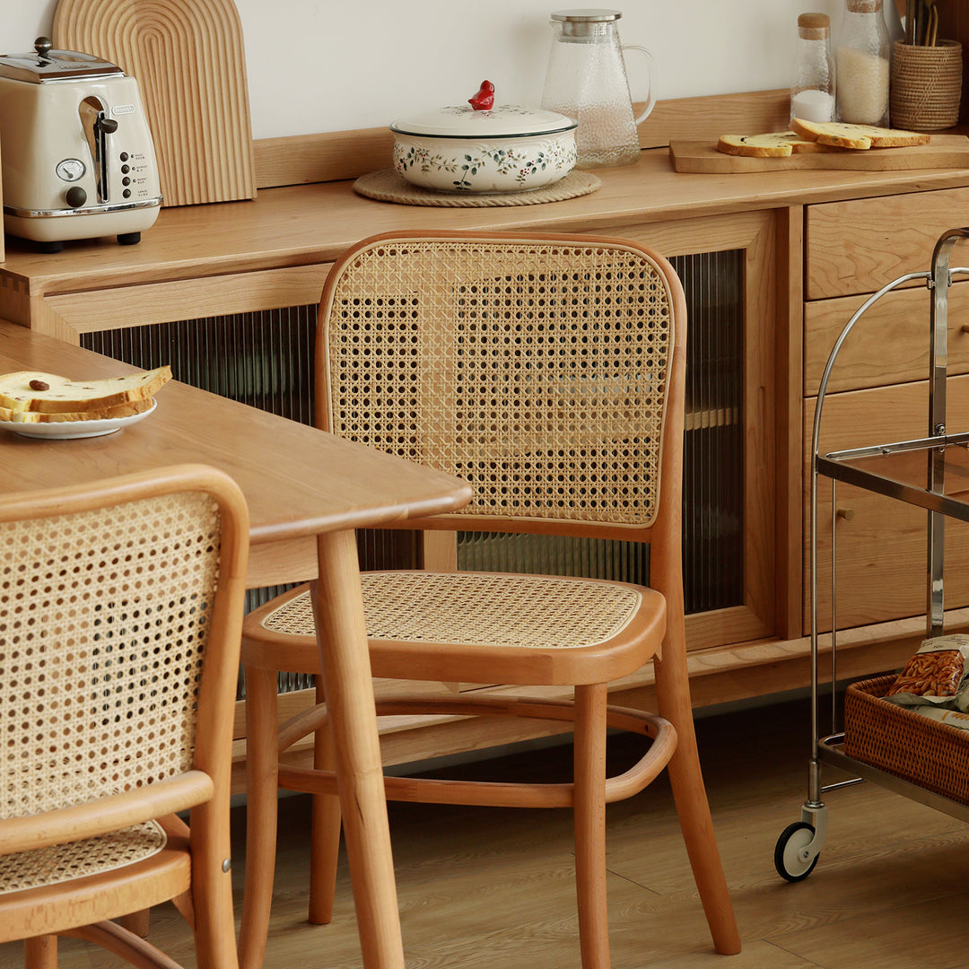 Scandinavian rattan dining chair no811 in panoramic view.