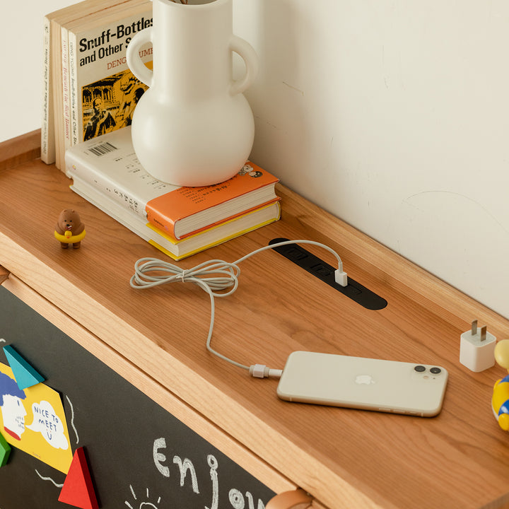 Scandinavian rattan shoe cabinet kangaroo in real life style.