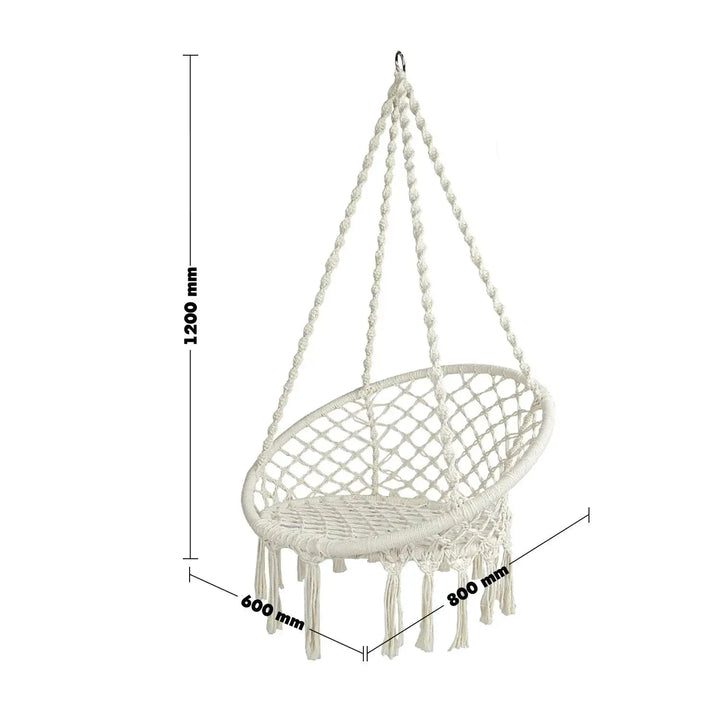 Scandinavian woven rope hanging chair 1 seater sofa net primary product view.