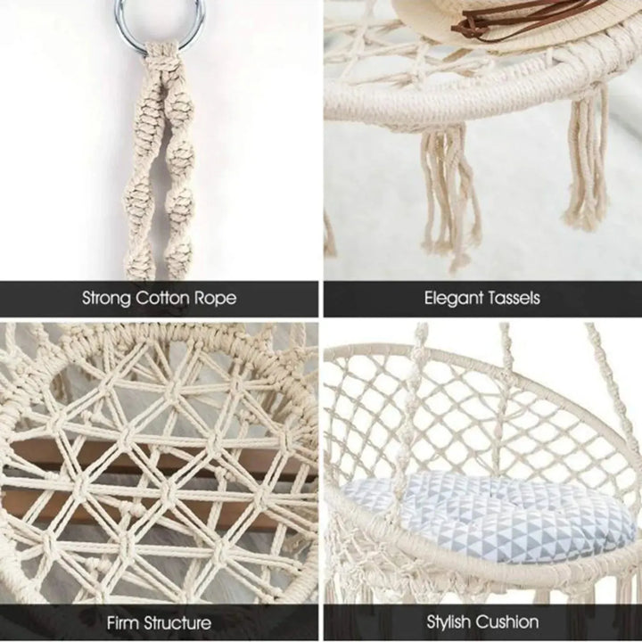 Scandinavian woven rope hanging chair 1 seater sofa net color swatches.