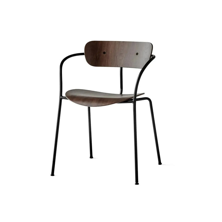 Industrial wood armrest dining chair pavilion av2 conceptual design.