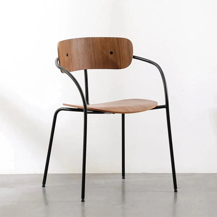 Industrial wood armrest dining chair pavilion av2 in still life.