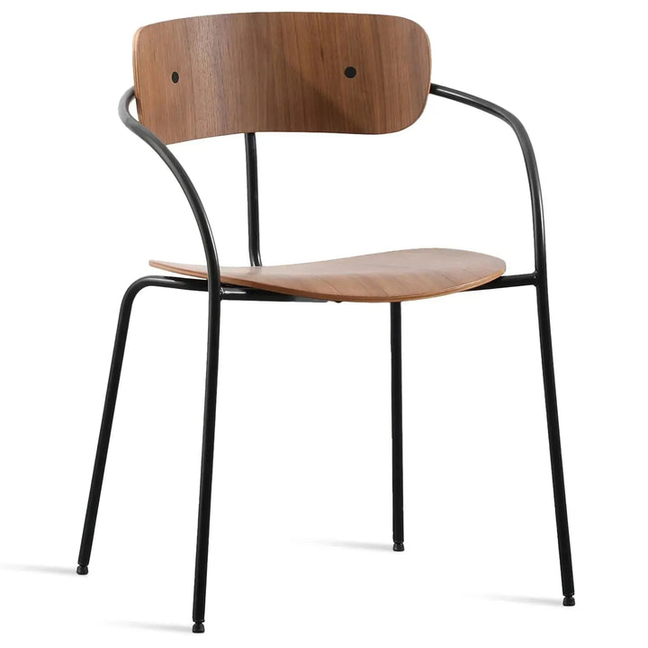 Industrial wood armrest dining chair pavilion av2 in panoramic view.