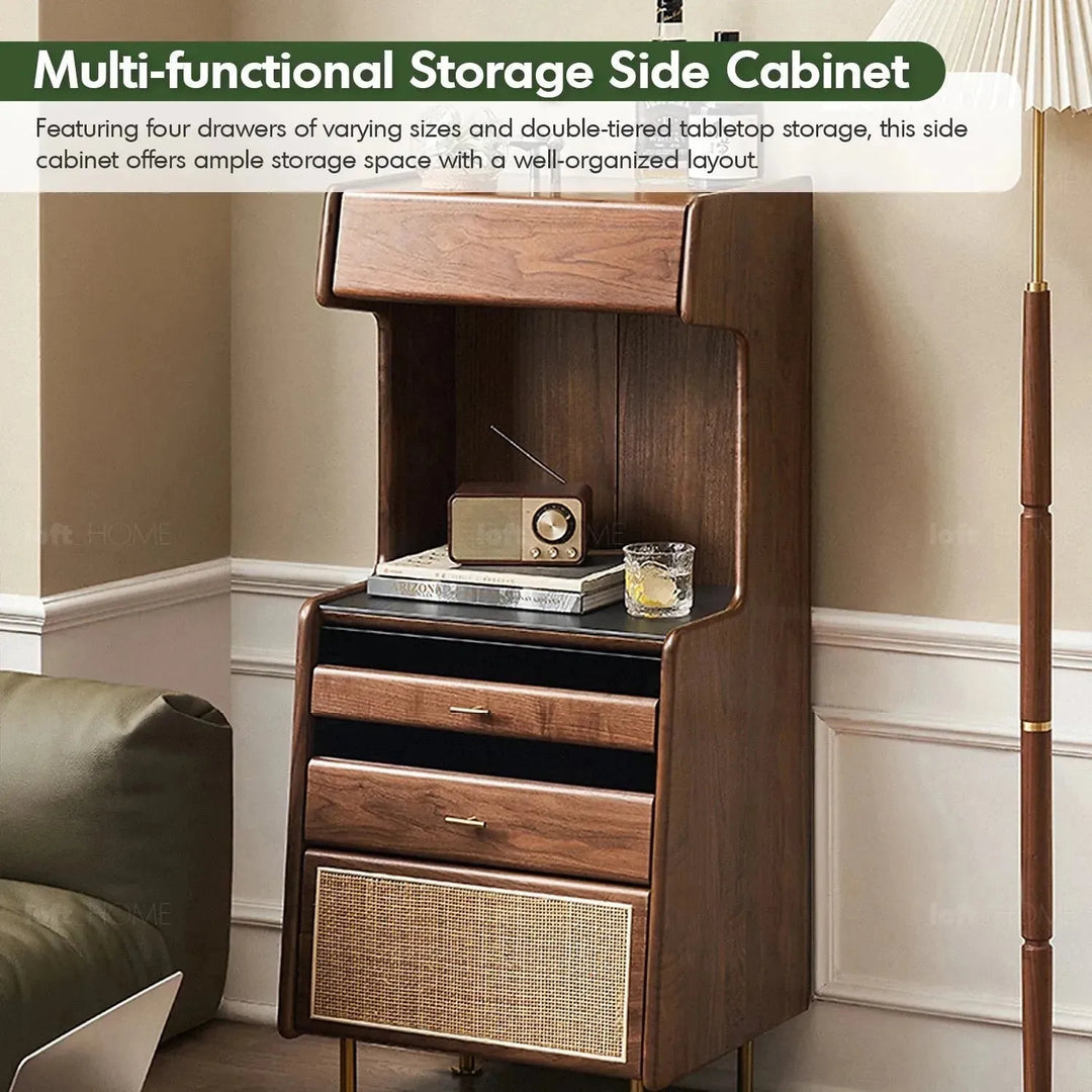 Japandi wood cabinet goya material variants.