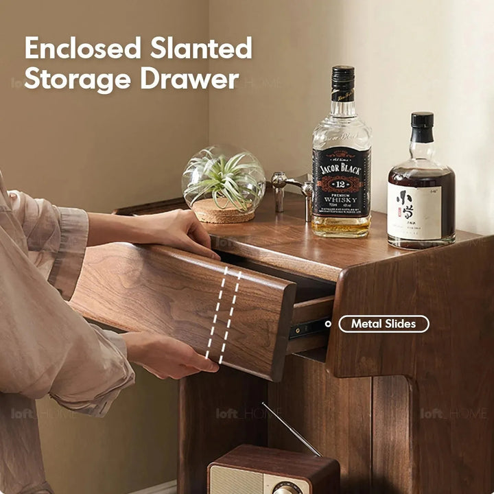 Japandi wood cabinet goya with context.