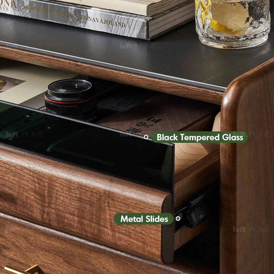 Japandi wood cabinet goya in panoramic view.